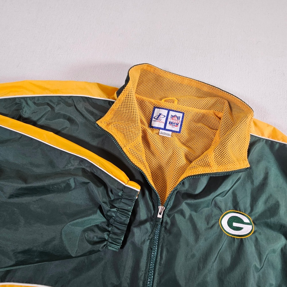 Logo Athletic Windbreaker Mens XL Green Gold NFL Green Bay Packers Vintage Zip